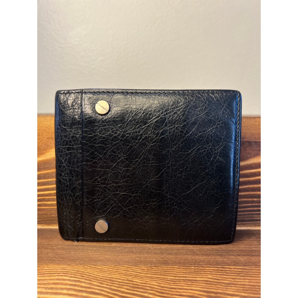 Balenciaga Black Arena Leather Bifold Wallet‎ with Studs Mens Luxury Accessory